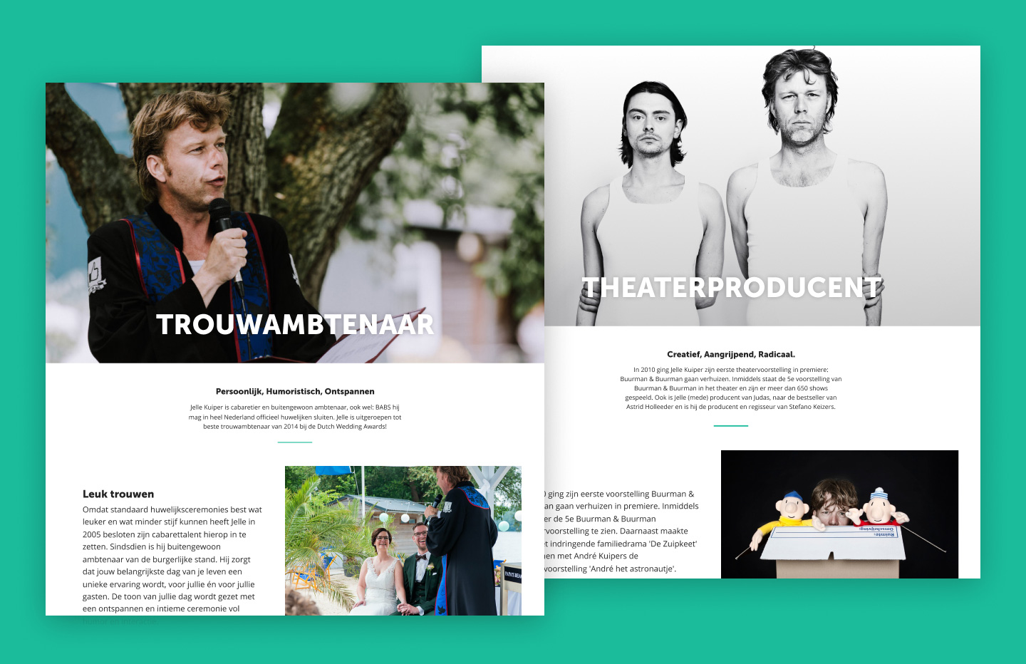 Mockup of a detail page of the site