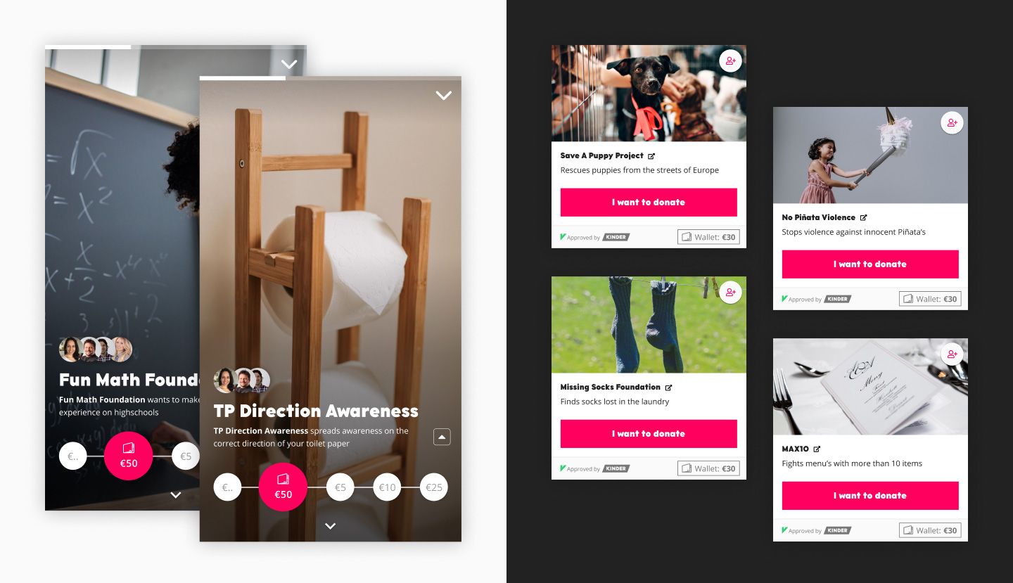 Mockup of donation tools
