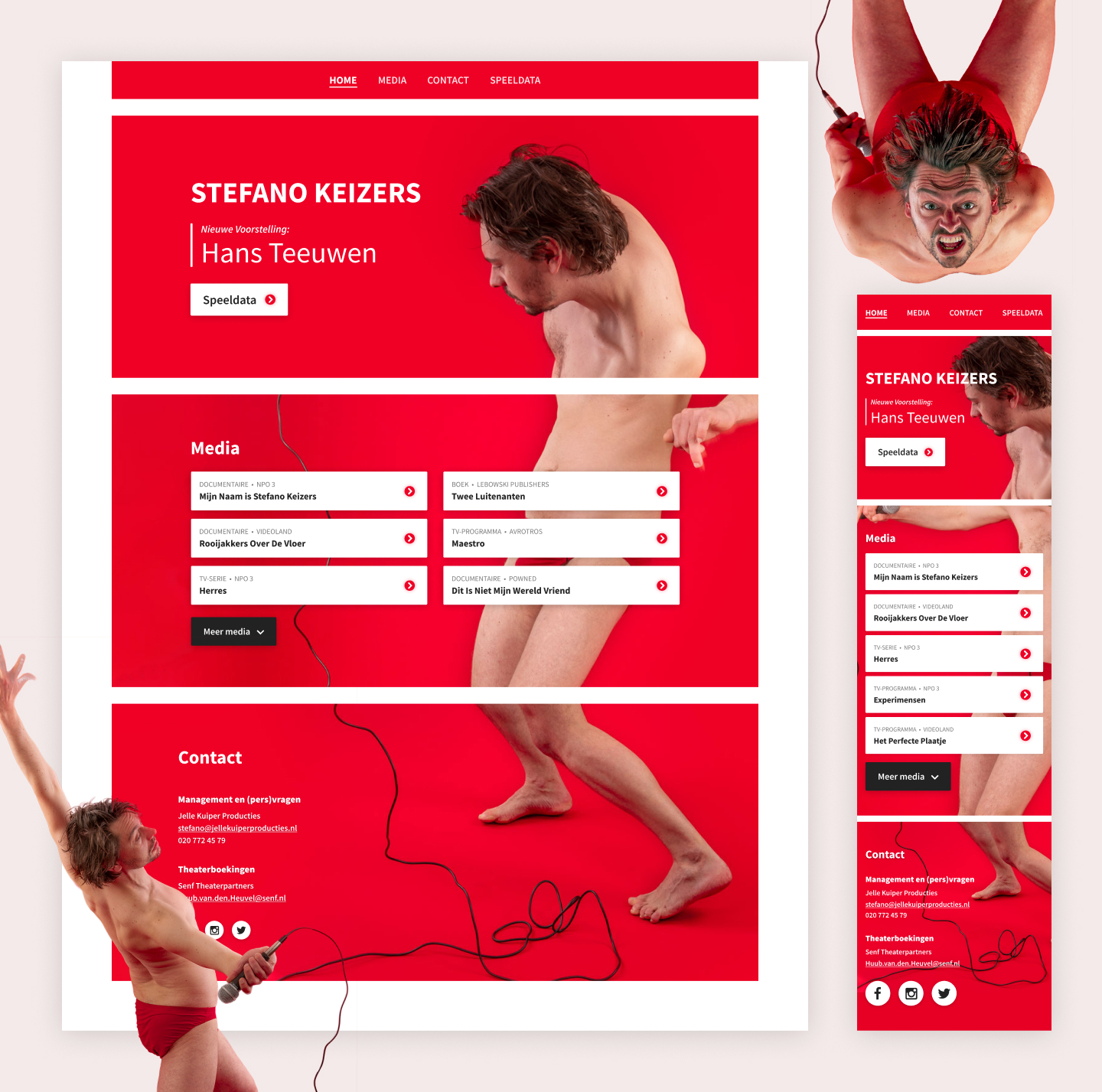 A mockup of the home page on desktop and mobile