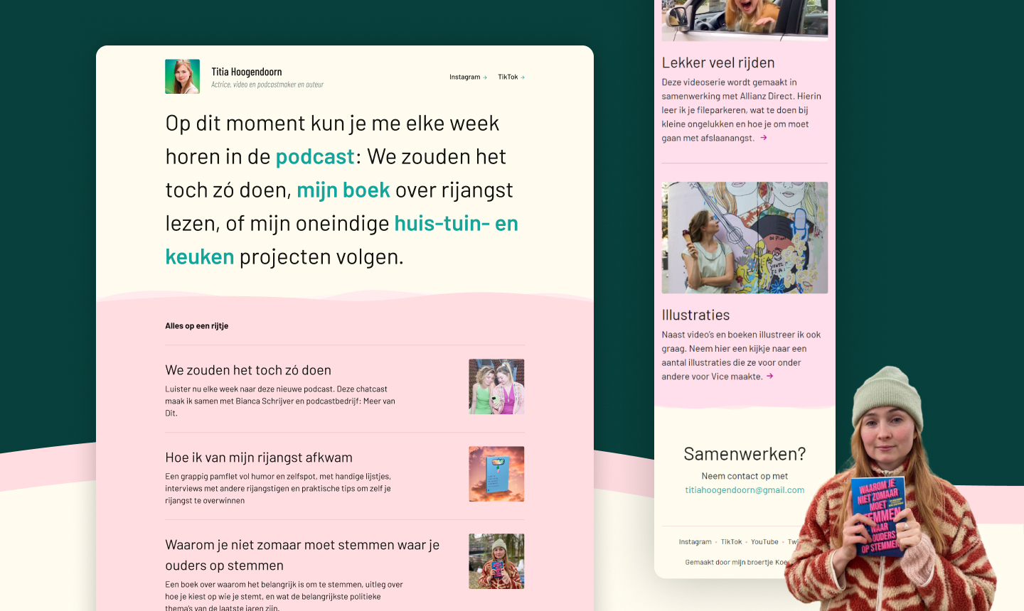 A mockup of the website of Titia's new website