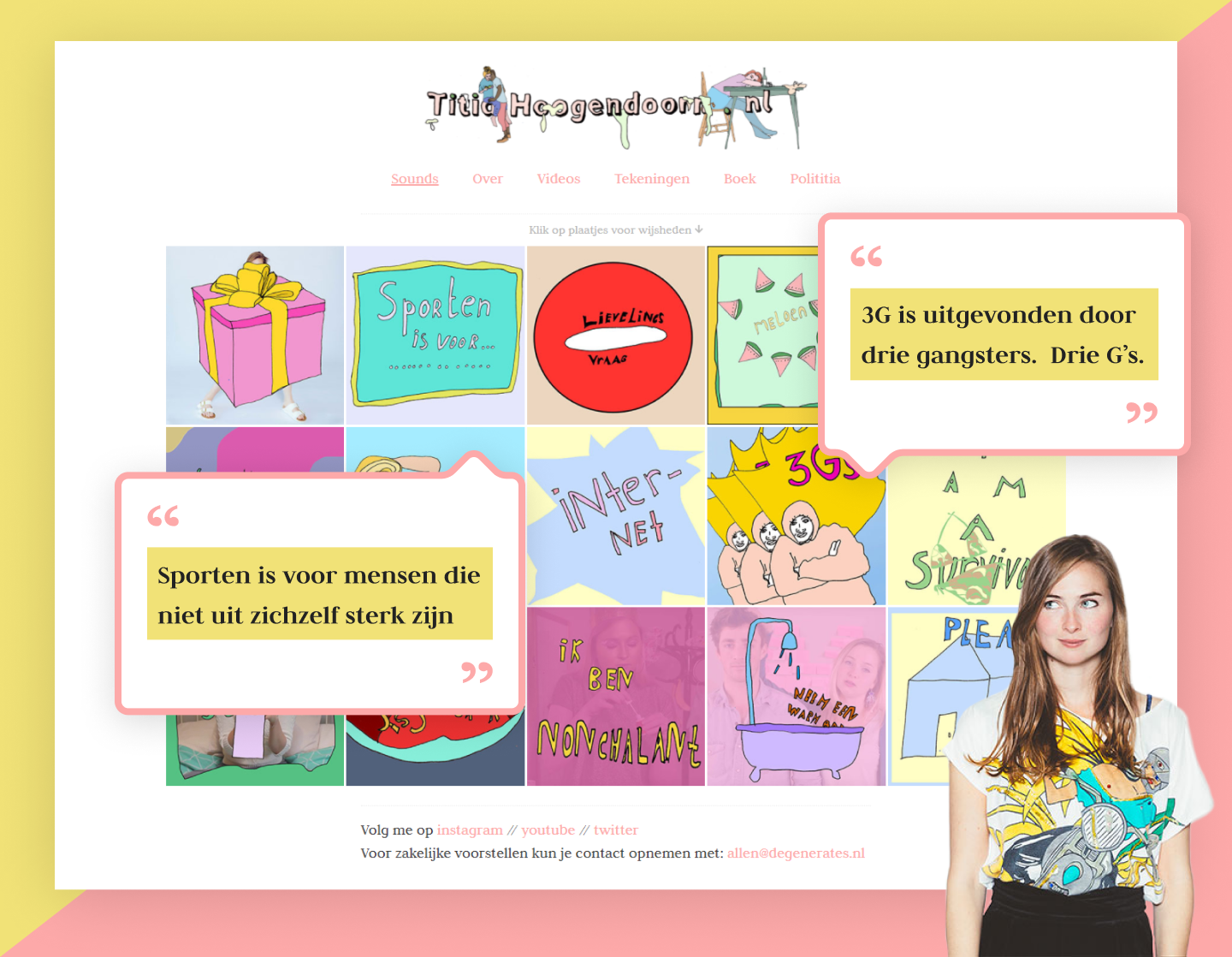 A mockup of the homepage on desktop of Titia's old website